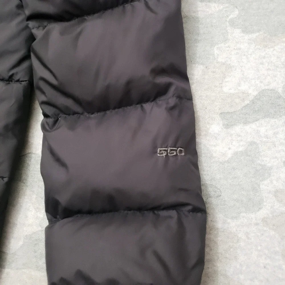 North Face Puffer Jacket Boys Large Black Goose Down 550 Outdoors Hiking Camp